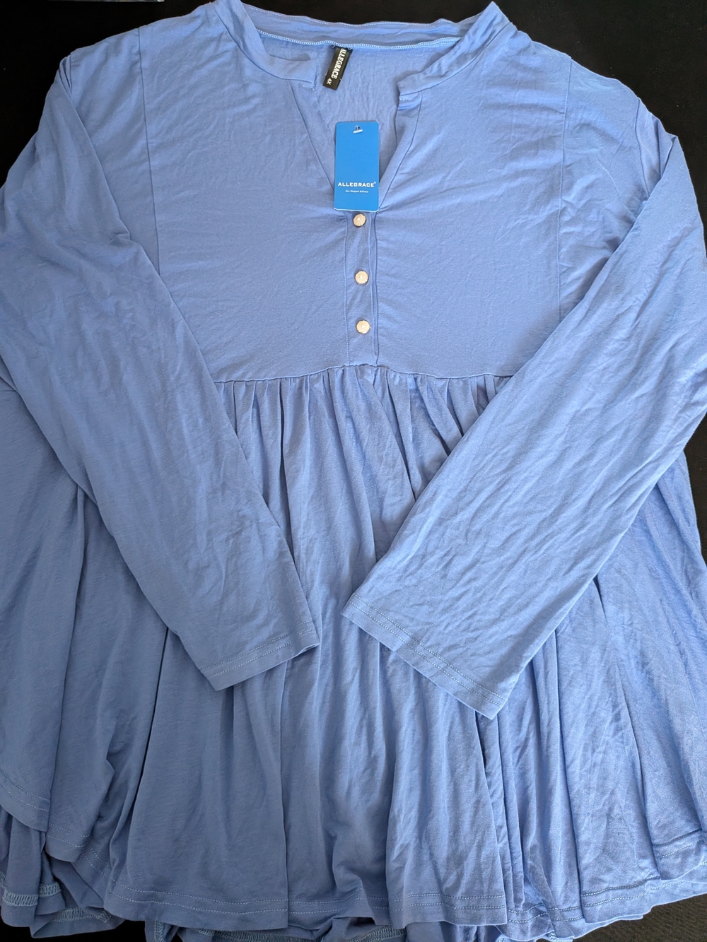 Allegrace Plus Size Periwinkle Long-Sleeve Tunic Top 4X